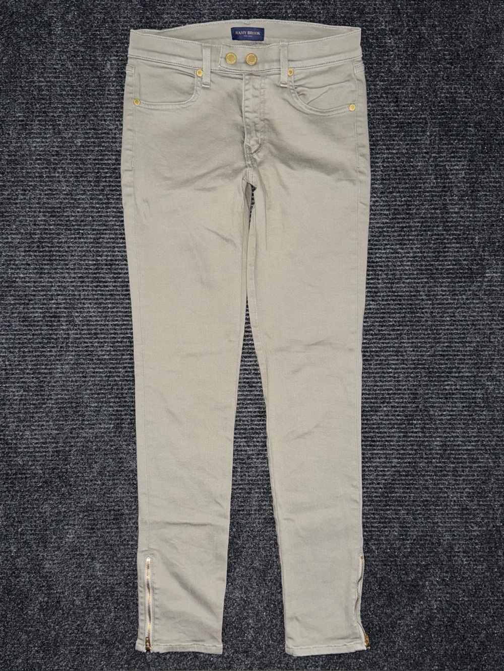 Ramy Brook New York Jeans Katie Skinny Ankle Zip Sage Army Olive Green Womens 27